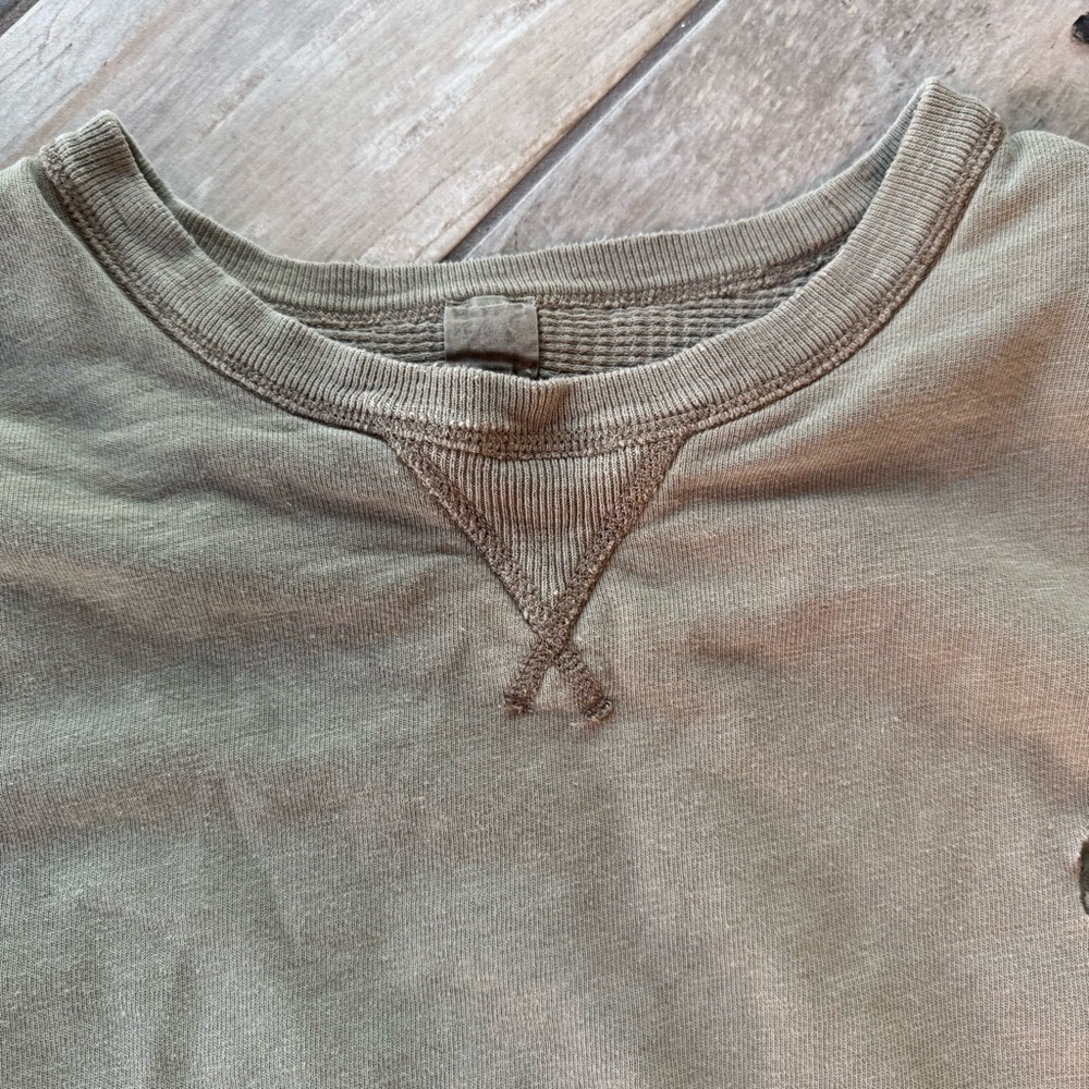 VTG Polo Ralph Lauren Olive Green Thermal Lined Crewneck Sweatshirt XL - Picture 3 of 8